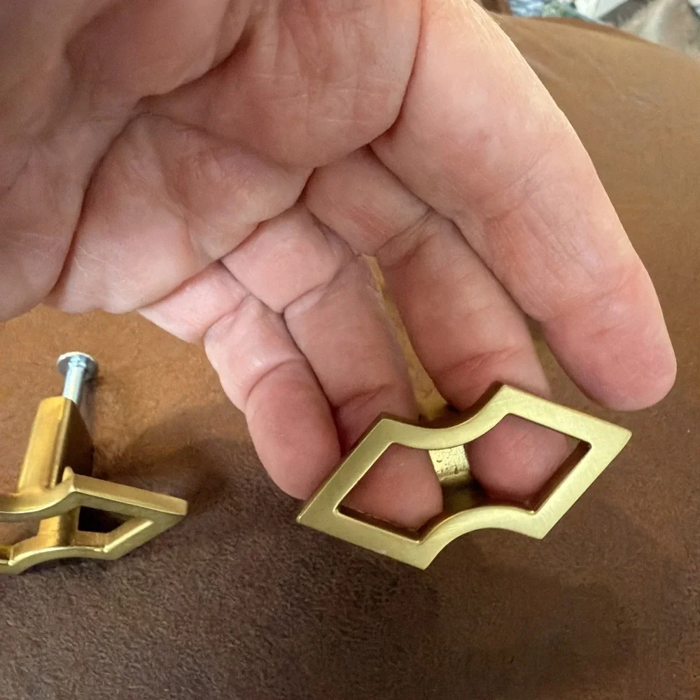 Vintage Set of 6‎ Solid Brass Geometric Cabinet Drawer Pulls MCM